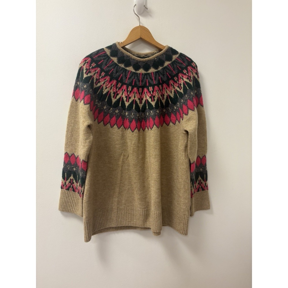 Vince Camuto Pink Green Tan Fair Isle Oversized Sweater Sz 1X